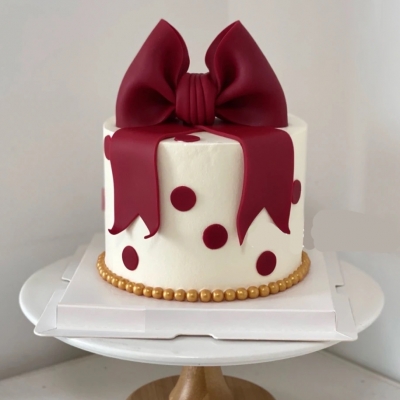 Red ribbon cake