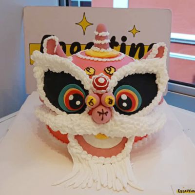 粉红舞狮蛋糕